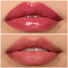Labios de modelo usando Lip I.V. 07 Bubblegum Burst.