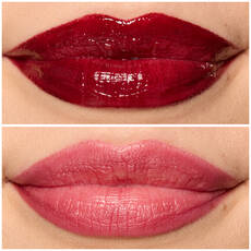 Labios de modelo usando Lip I.V. 15 Water 'Bout Wine.