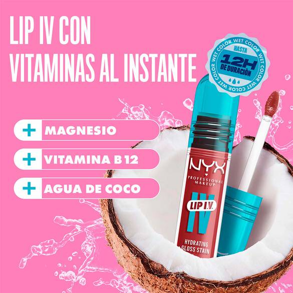 Gloss hidratante formulado con Vitamina b12, agua de coco y magnesio