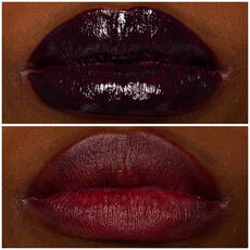 Labios de modelo usando Lip I.V. 16 Grape Gushin'.