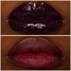 Labios de modelo usando Lip I.V. 16 Grape Gushin'.